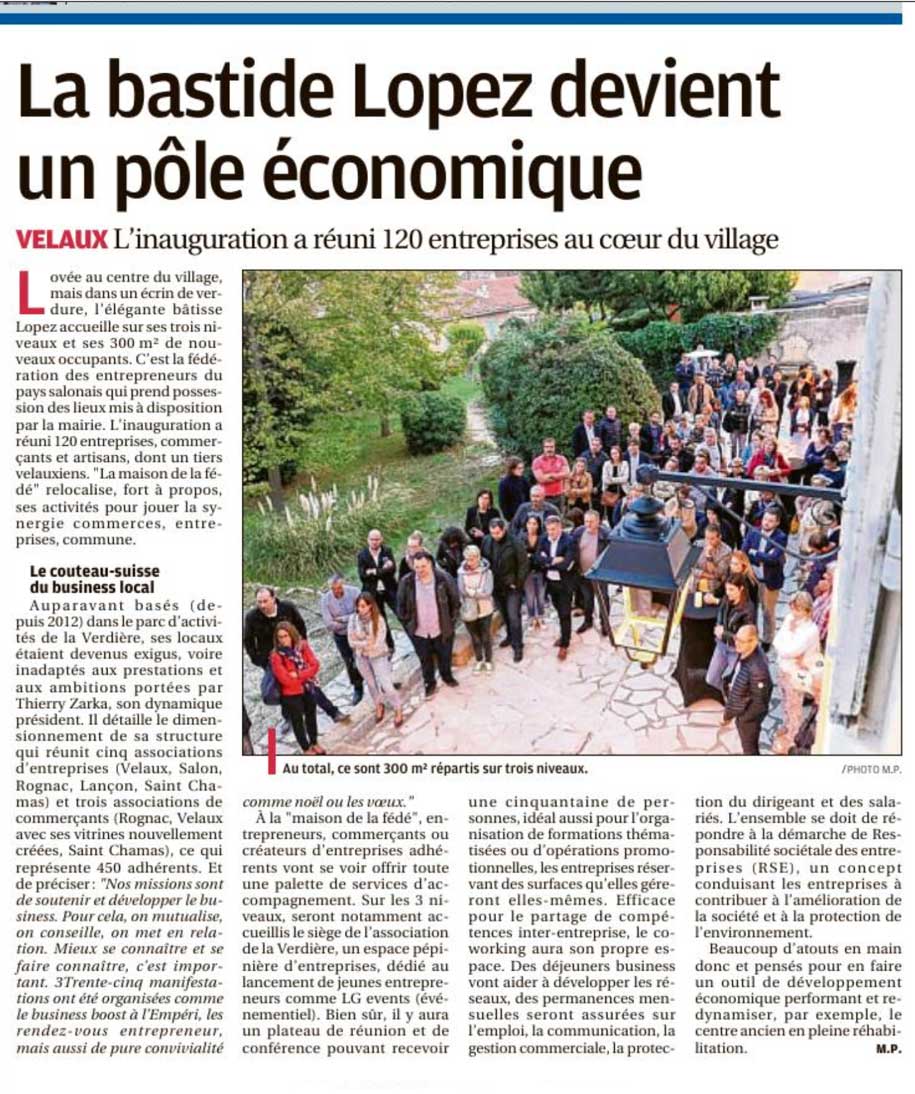 Article La Provence Inauguration 14 octobre 2019